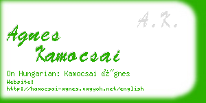 agnes kamocsai business card